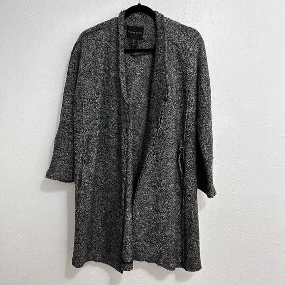 Tahari Jackets & Blazers - Tahari Long Open Long Cardigan Large Gray Sleeve Relaxed Duster Wool Blend Sz L